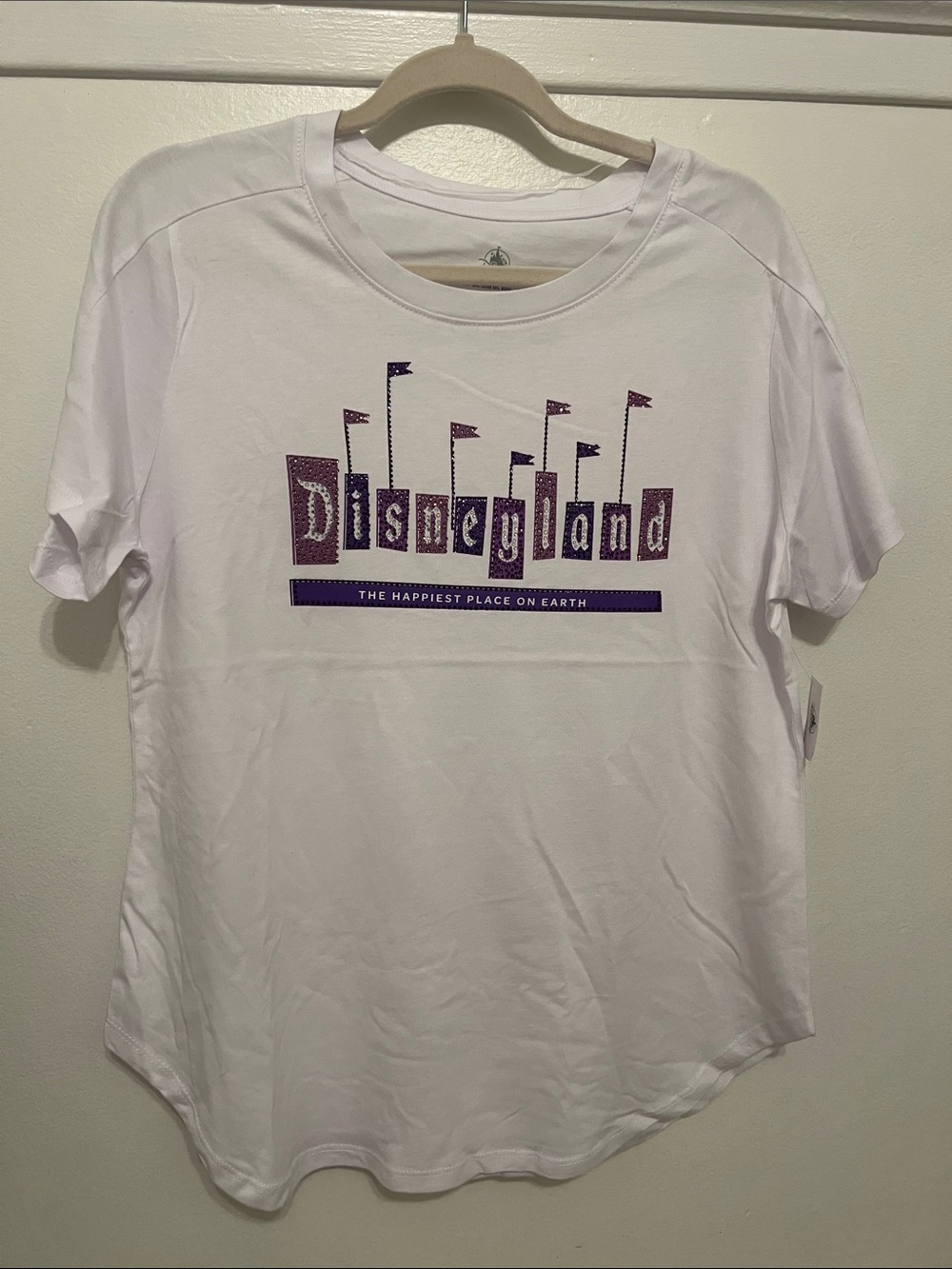 Disney White Graphic Tee with Purple Logo